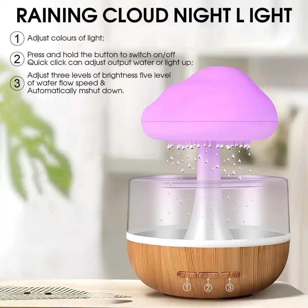 Rain Cloud Humidifier — Aesthetic Mushroom Night Light & Aromatherapy Diffuser